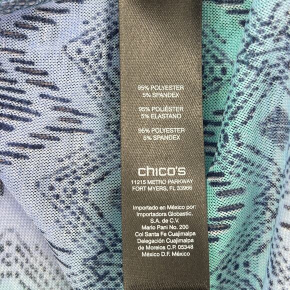 Chico's Travelers Vest Size M Blue Print Sleeveless Open Front Cardigan Topper - Picture 9 of 10